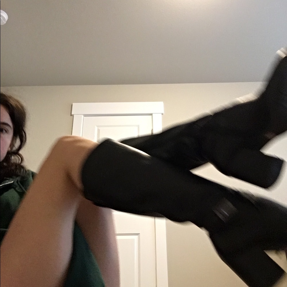 Black leather boots